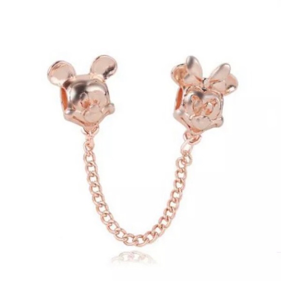 Jewelry - Rose Gold Mickey Minnie Mouse Safety Chain - Not Pandora